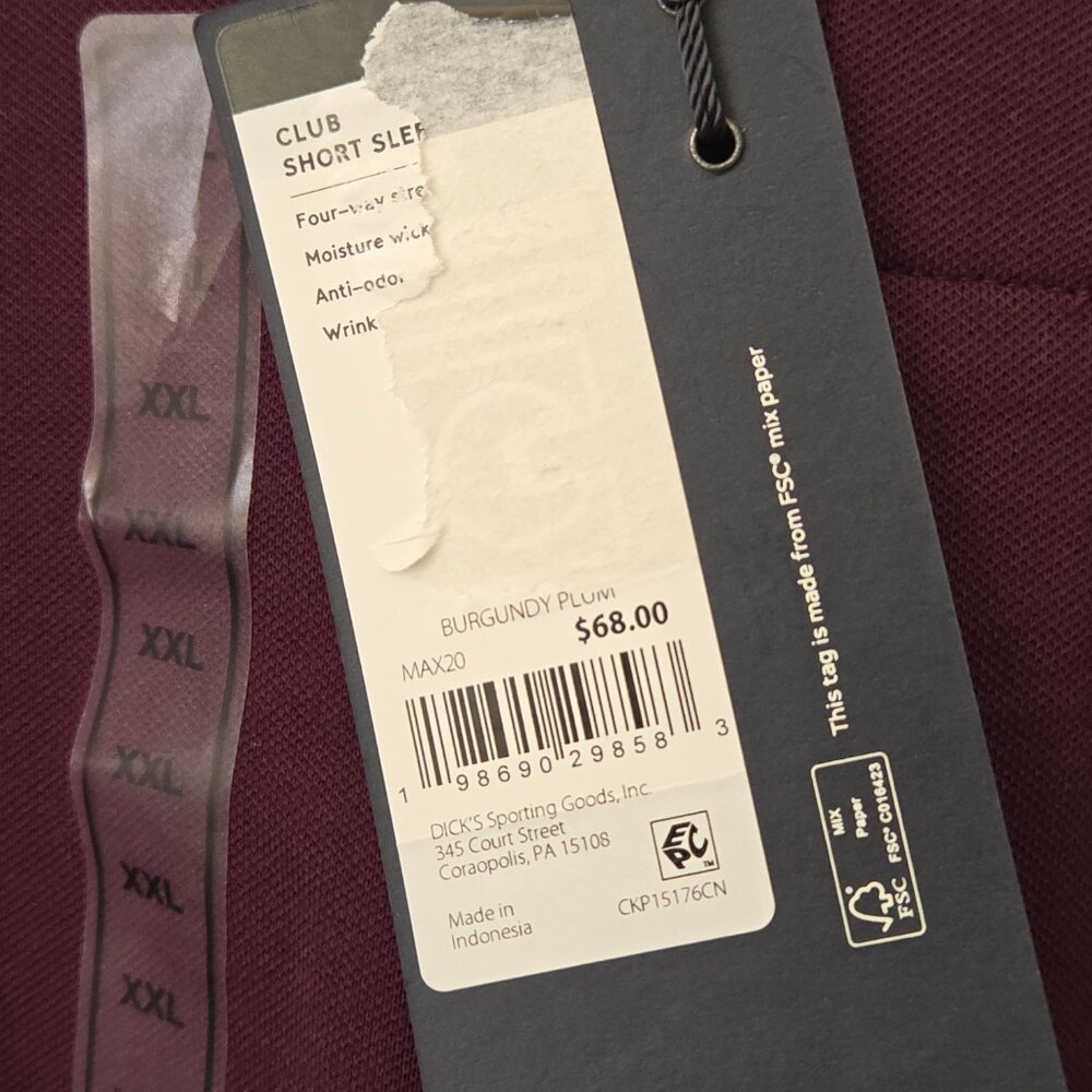 NWT VRST Men's XXL Burgundy Plum Golf Shirt a handsome, preppy shirt - Picture 3 of 6